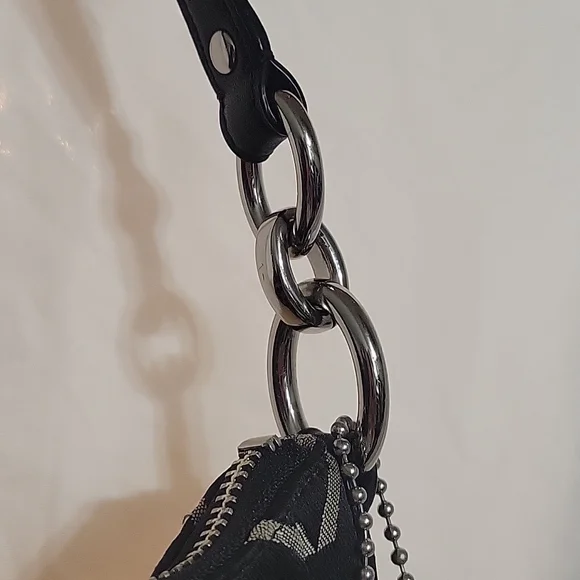 COACH Signature Purse with Silver accents  Black and Silver - Picture 8 of 11